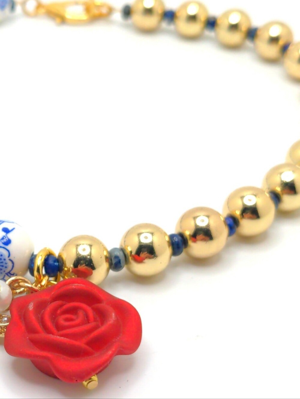 381MIDALANE Half & Half Gold & Ceramic Bead Choker - Picture 4 of 12